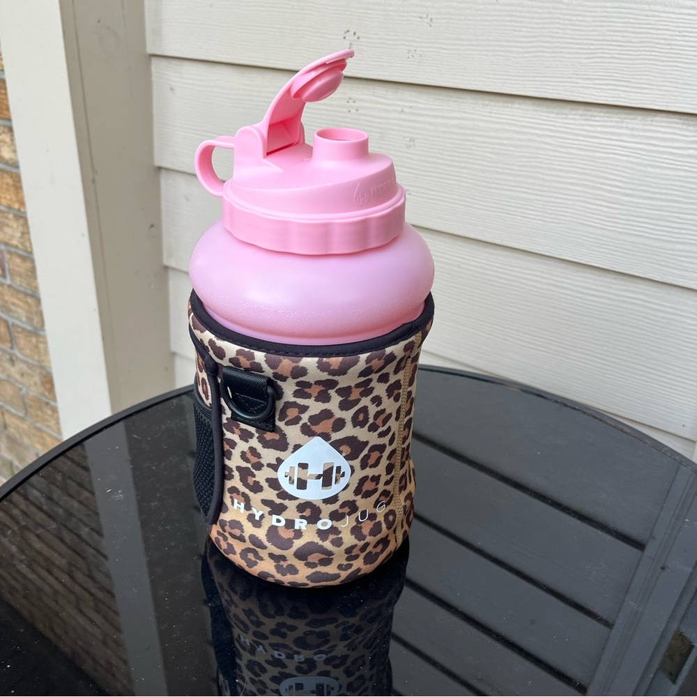 HydroJug Pink Water Bottle with Leopard Print Sleeve